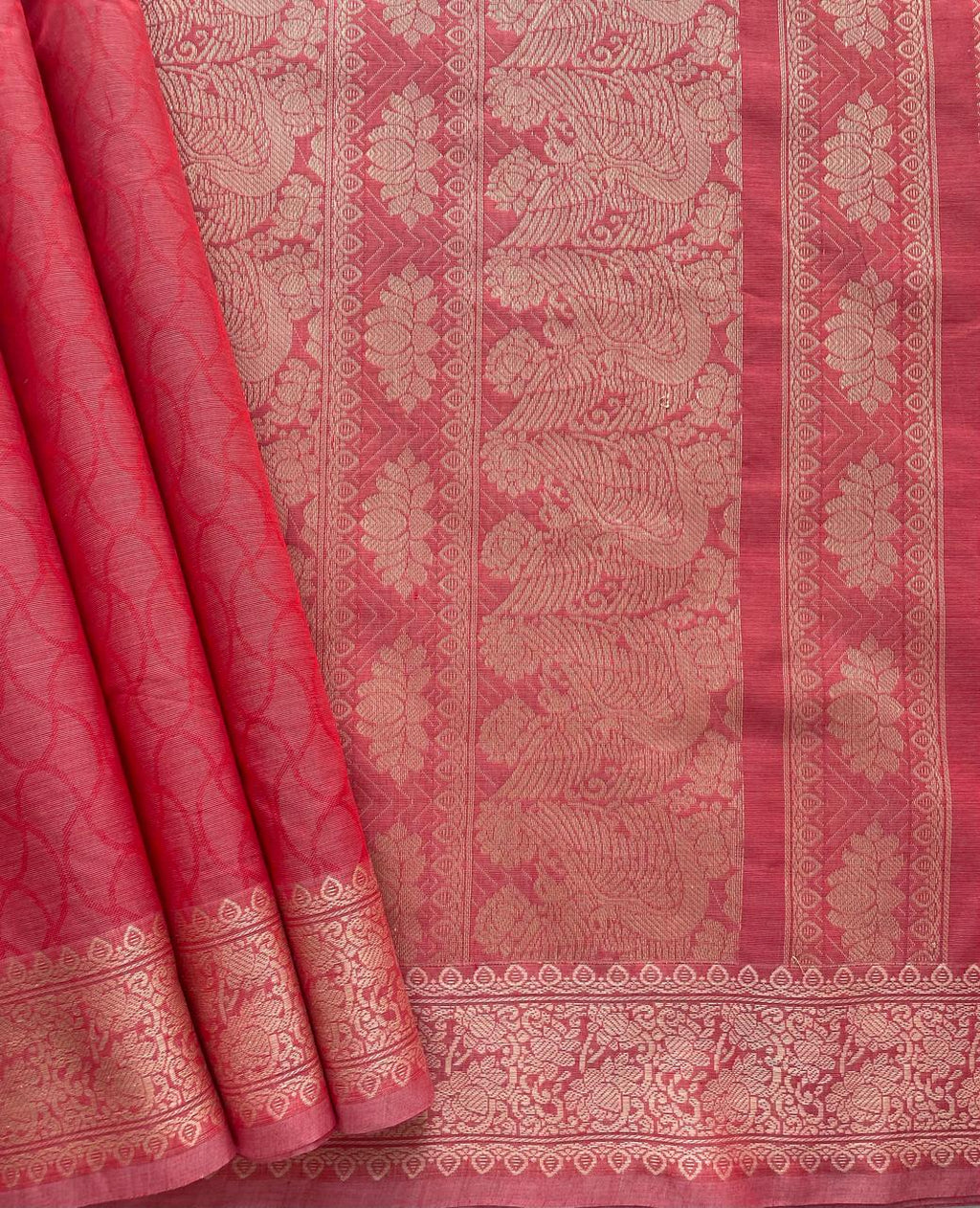 Kanchi Cotton Saree : Wine x Hot Pink main image 1