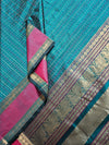 Shatadīpā – Peacock Green Handloom Kanchi Silk Cotton Saree with Lakshadeepam Checks