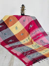 Varnika – Multicoloured Checks Handloom Kantha Cotton Saree