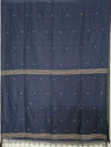 Nivritti – Navy Blue Handloom Khadi Cotton Saree with Woven Butis