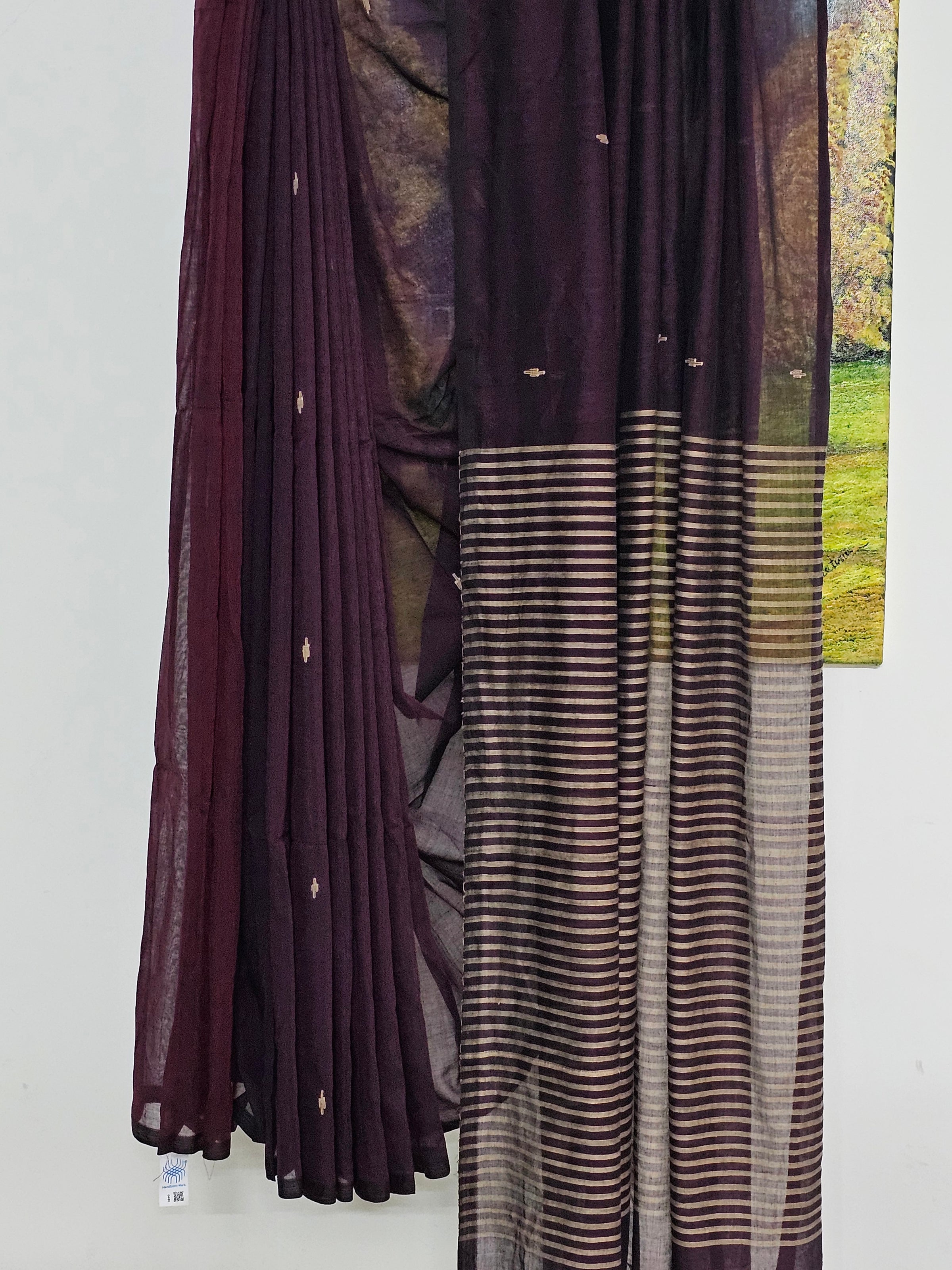 Nivritti – Deep Purple Khadi Cotton Saree with Woven Butis