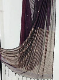 Nivritti – Deep Purple Khadi Cotton Saree with Woven Butis