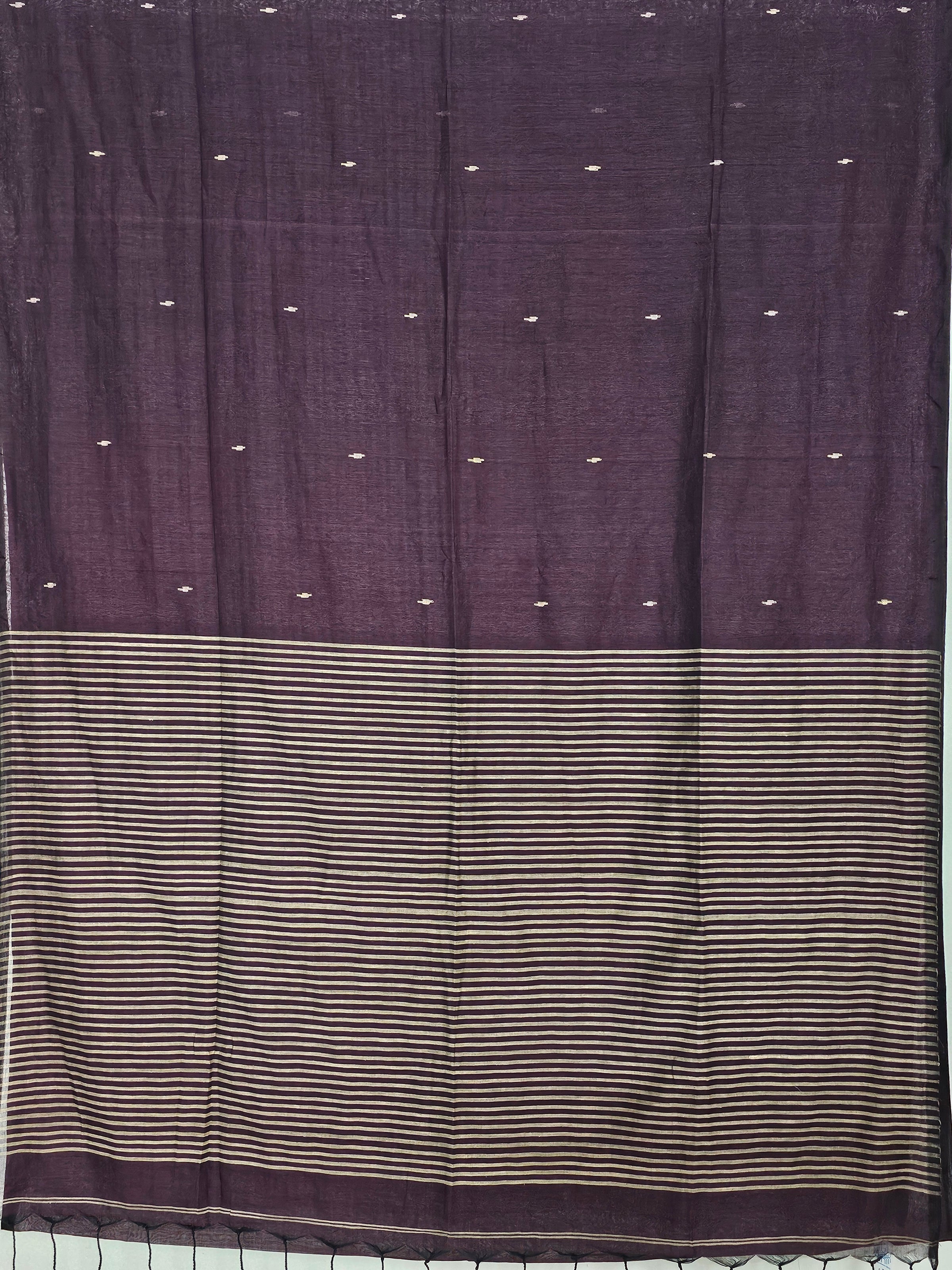 Nivritti – Deep Purple Khadi Cotton Saree with Woven Butis