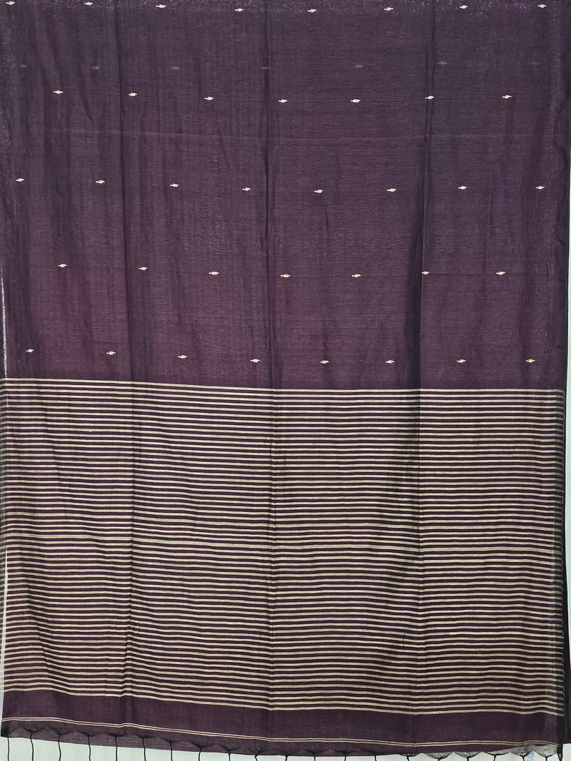 Nivritti – Deep Purple Khadi Cotton Saree with Woven Butis