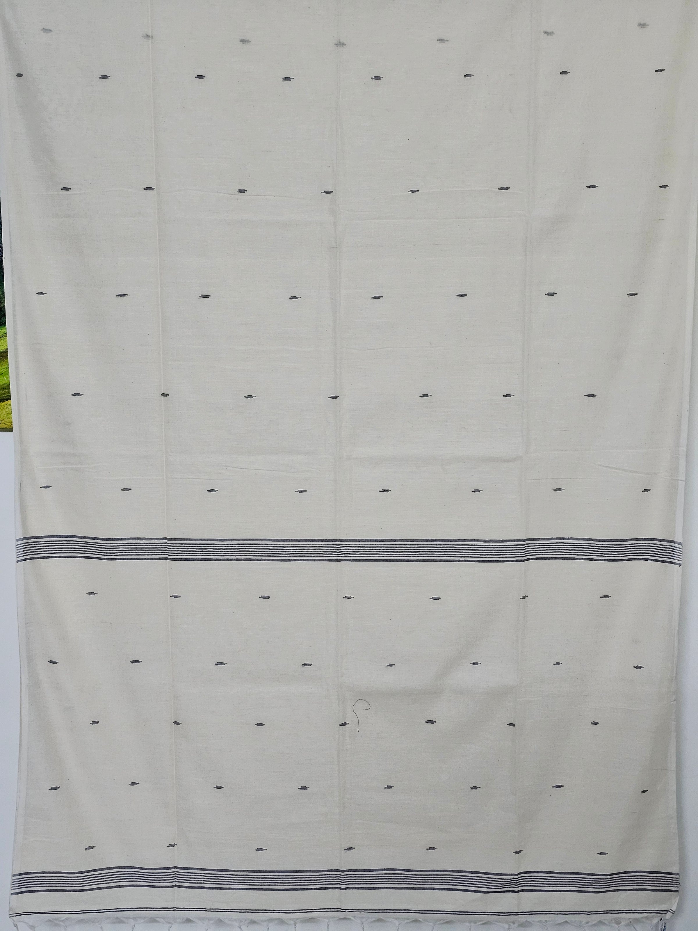Nivritti – Off-White Khadi Cotton Saree with Woven Butis