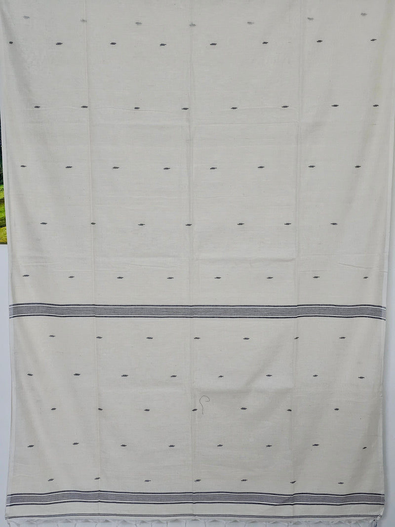 Nivritti – Off-White Khadi Cotton Saree with Woven Butis