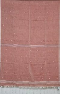 Nivritti – Salmon Pink Handloom Khadi Cotton Saree with Woven Butis