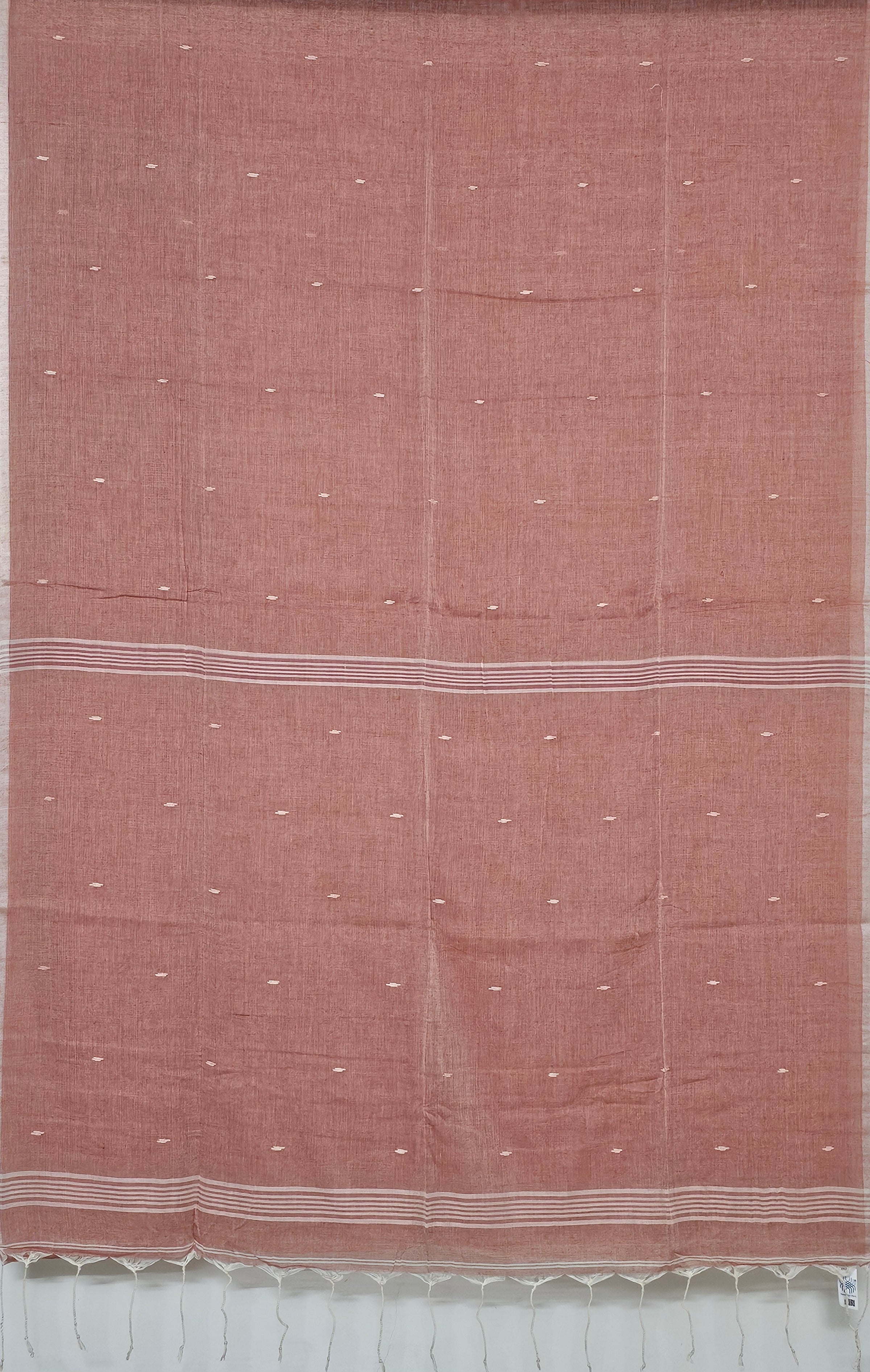 Nivritti – Salmon Pink Handloom Khadi Cotton Saree with Woven Butis