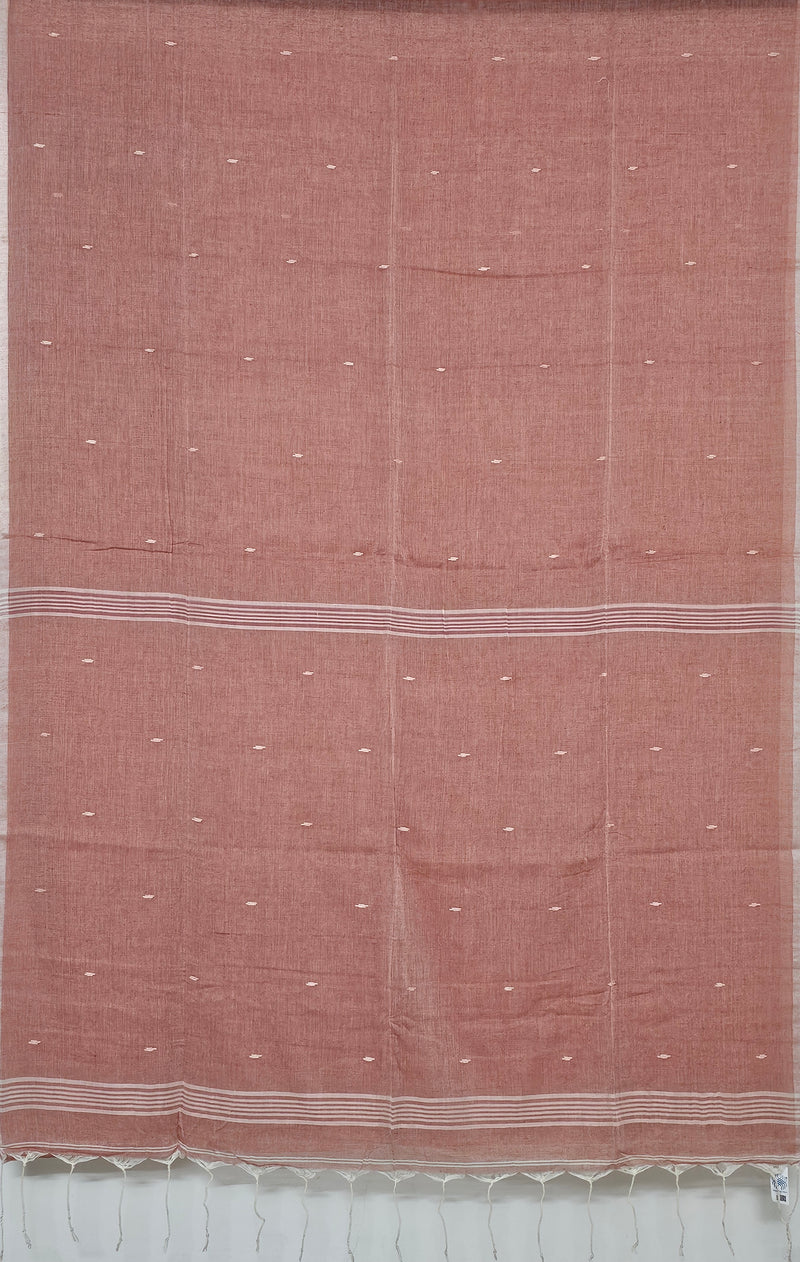 Nivritti – Salmon Pink Handloom Khadi Cotton Saree with Woven Butis