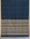 Nishitha – Prussian Blue Handloom Khadi Saree with Beige Border and Pallu