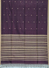 Vibhavari – Deep Purple Handloom Khadi Saree with Beige Border and Pallu