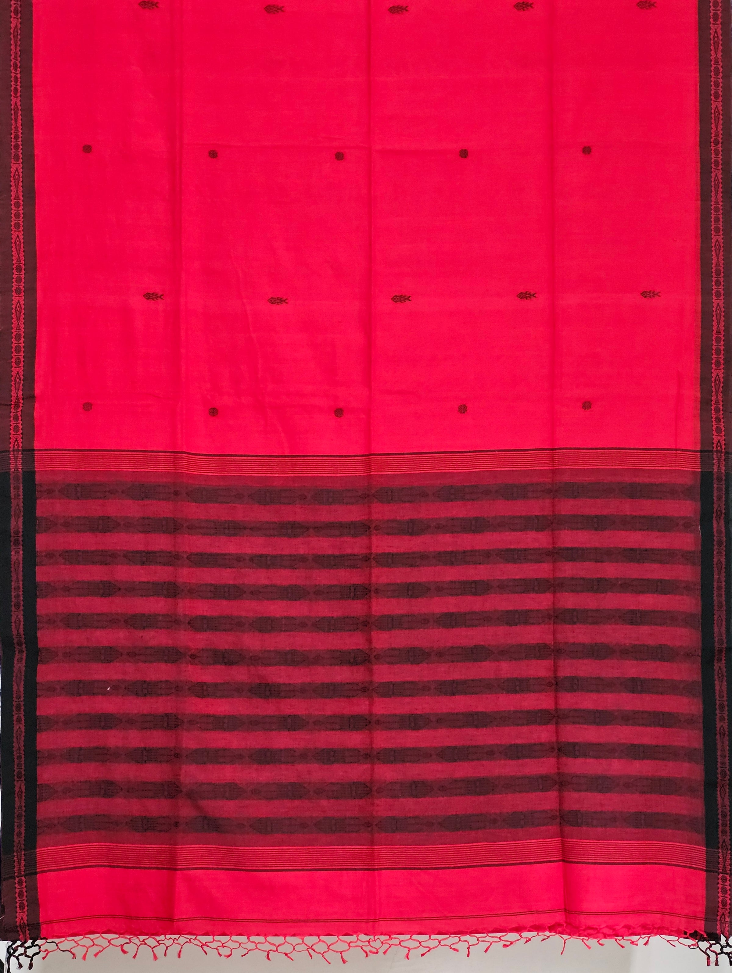 Kumudini – Red Handloom Khadi Saree with Black Border