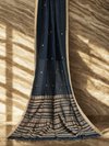 Nishitha – Prussian Blue Handloom Khadi Saree with Beige Border and Pallu