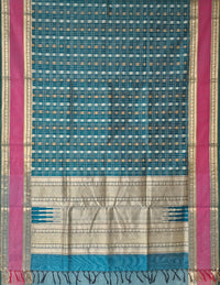 Ameyaa – Peacock Blue Aayiram Butta Kanchi Silk Cotton Saree