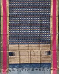 Amritaa – Royal Blue Aayiram Butta Kanchi Silk Cotton Saree