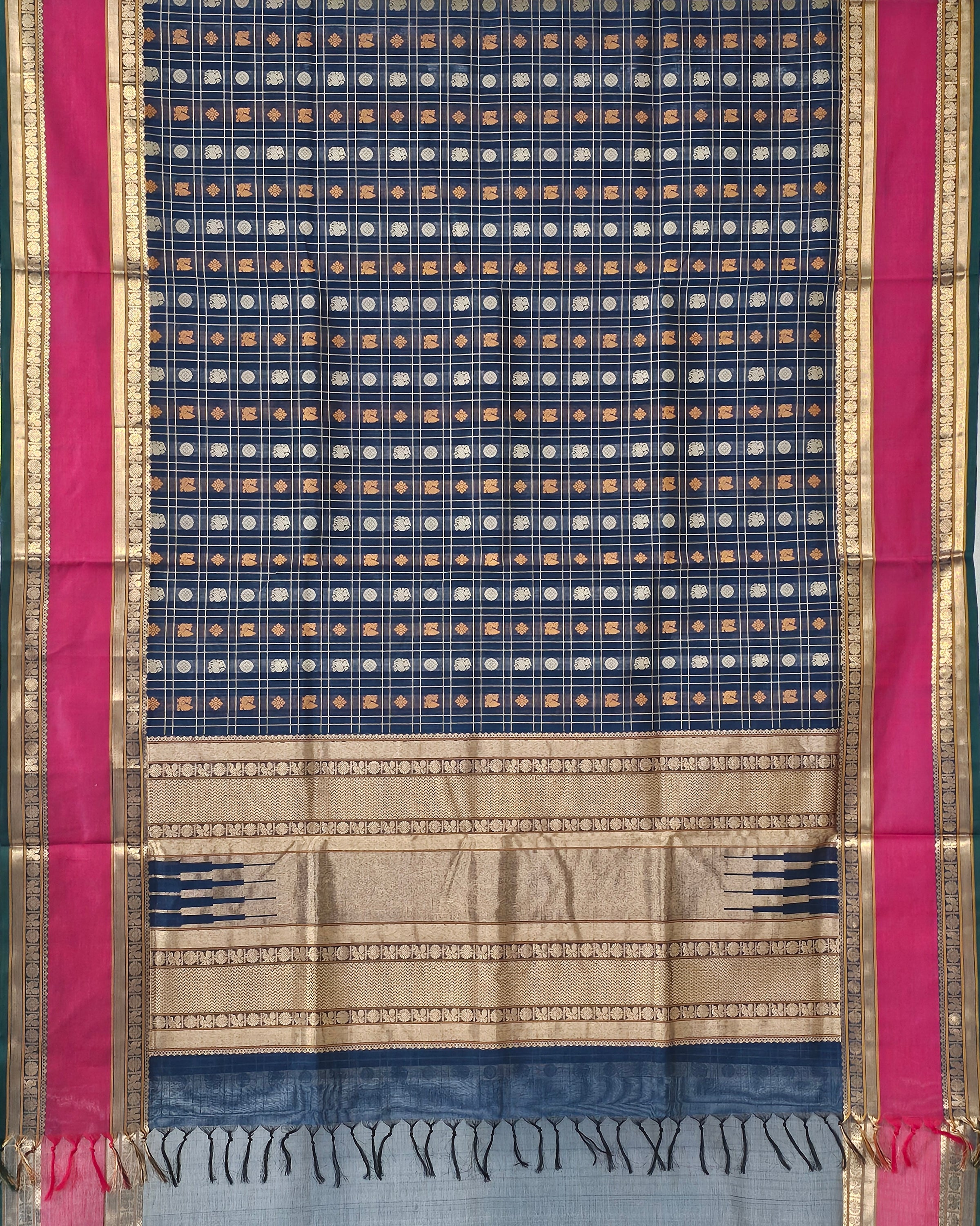 Amritaa – Royal Blue Aayiram Butta Kanchi Silk Cotton Saree