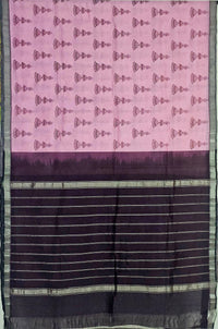 Manohari – Pink & Brown Handloom Mangalagiri Silk Cotton Saree with Jhumka Print