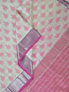 Sarada – White and Pink Printed Handloom Mangalagiri Silk Cotton Saree