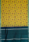 Manjari – Yellow & Green Handloom Mangalagiri Silk Cotton Saree with Floral Print