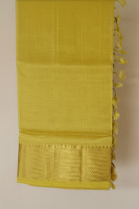 Hemalika – Sampenga Yellow Handloom Mangalagiri Silk Cotton Saree