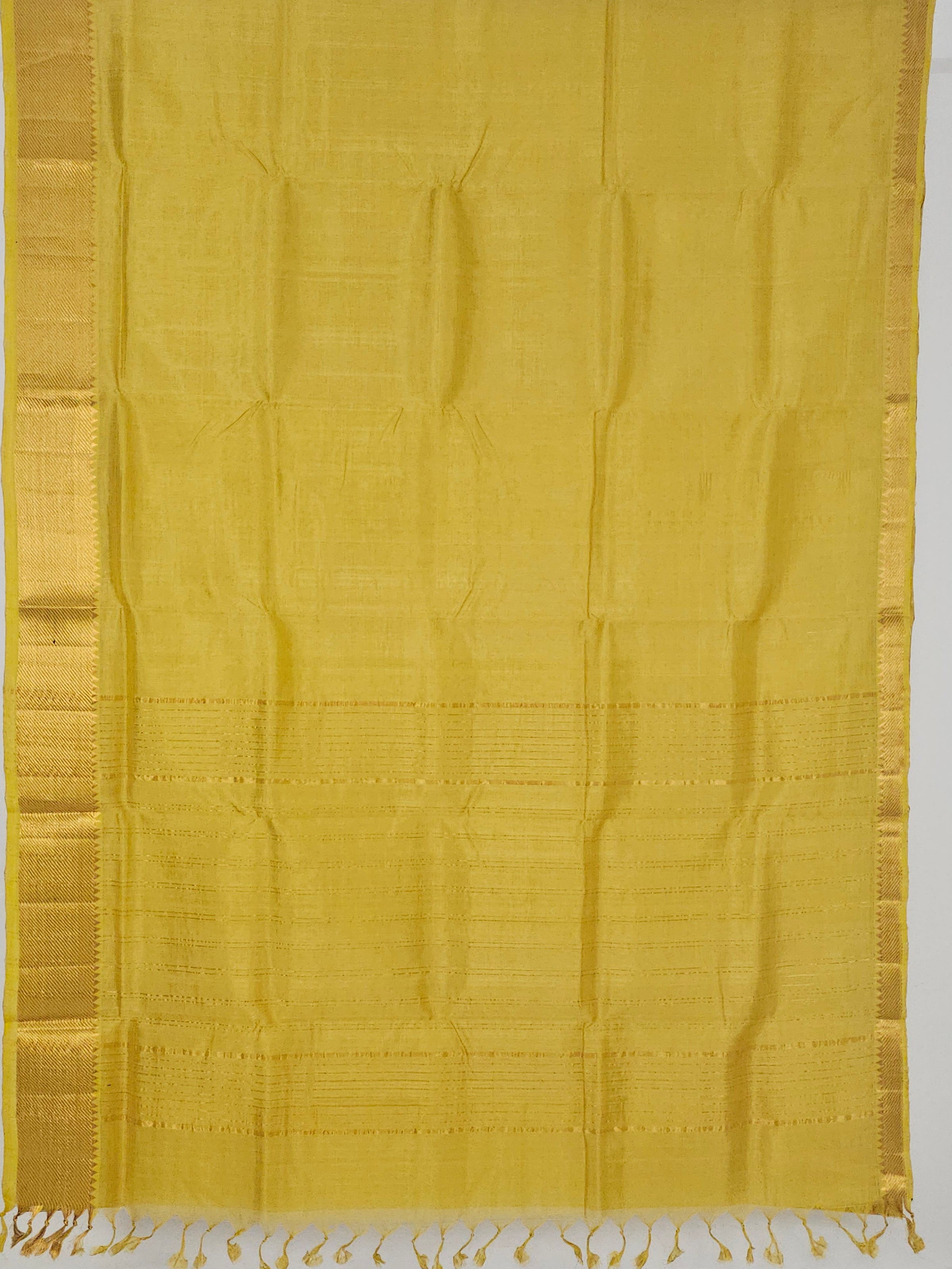 Hemalika – Sampenga Yellow Handloom Mangalagiri Silk Cotton Saree
