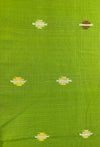 Mehendi Green Jamdani Bengal Cotton Saree with Beige Border and Contrast Motifs