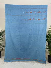 Light Blue Kesh Kantha Cotton Saree