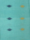 Turquoise Jamdani Bengal Cotton Saree with Red Border and Contrast Motifs