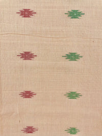 Light Salmon Pink Jamdani Bengal Cotton Saree with Red Border and Contrast Motifs