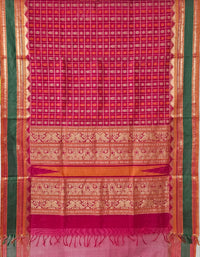 Aayiramgriva – Pink Aayiram Butta Handloom Kanchi Silk Cotton Saree with Gandabherunda Pakshi Motifs