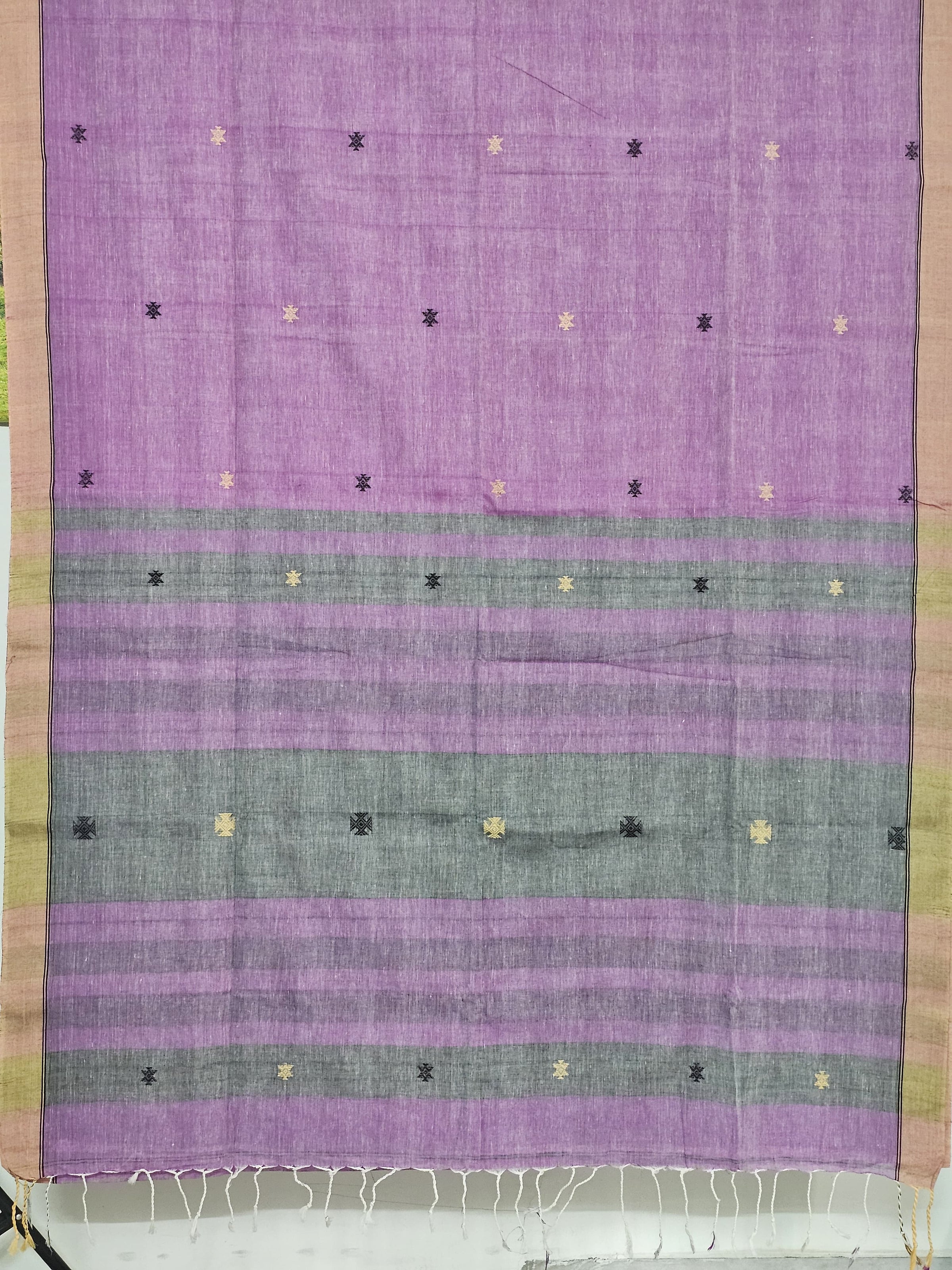 Anvitha – Muted Orchid Purple Handloom Khadi Saree with Bhujodi Motifs