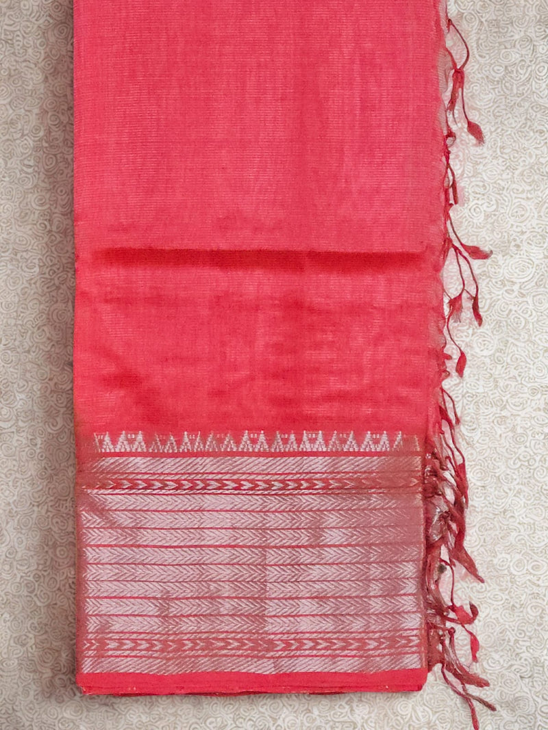 Arunima – Coral Pink Handloom Mangalagiri Silk Cotton Saree