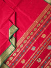 Arunima – Red Handloom Kanchi Silk Cotton Saree with Bomkai Pallu