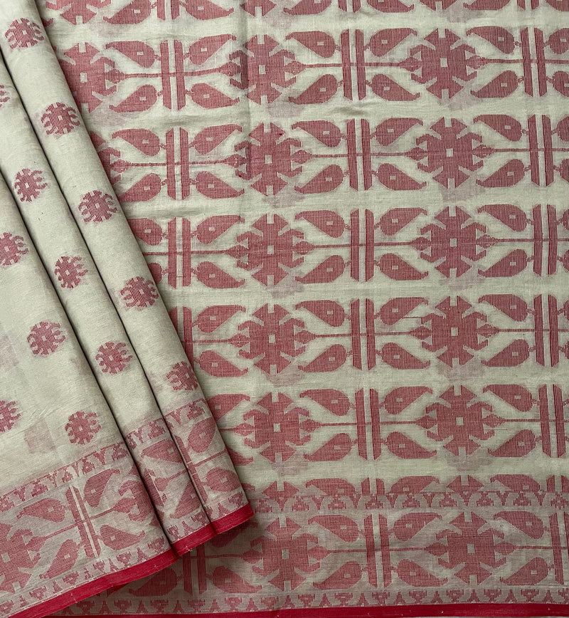 Beige Handloom Bengal Cotton Saree