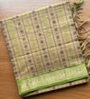 Beige Thousand Butta Handloom Kanchi Cotton Saree with Green Border