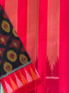 Black Ikkat Cotton Saree with Red Border