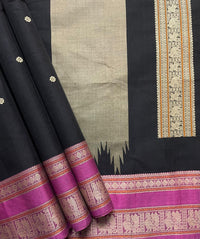 Black Handloom Kanchi Cotton Saree