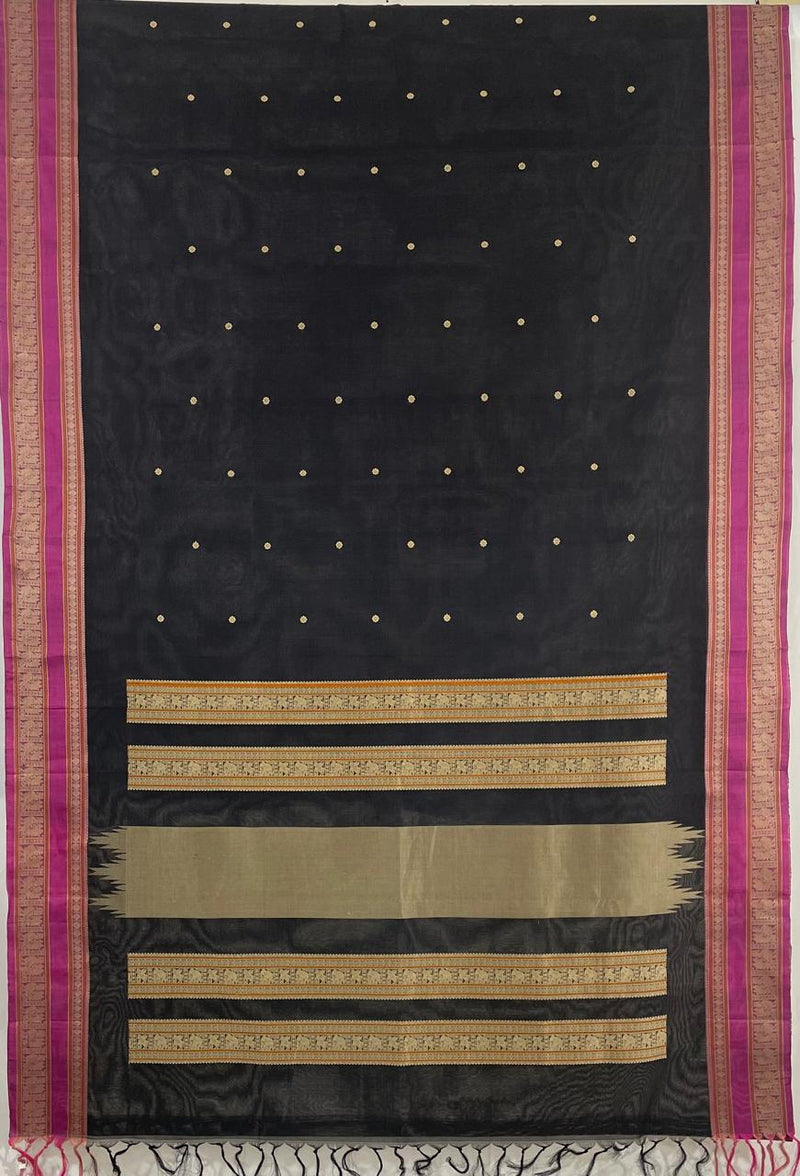 Black Handloom Kanchi Cotton Saree