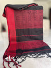 Black Handloom Khadi Saree with Jaali Pattern