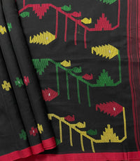 Black Jamdhani Handloom Mul Cotton Saree