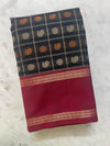 Black Thousand Butta Handloom Kanchi Cotton Saree with Maroon Zari Rettai Pet Border