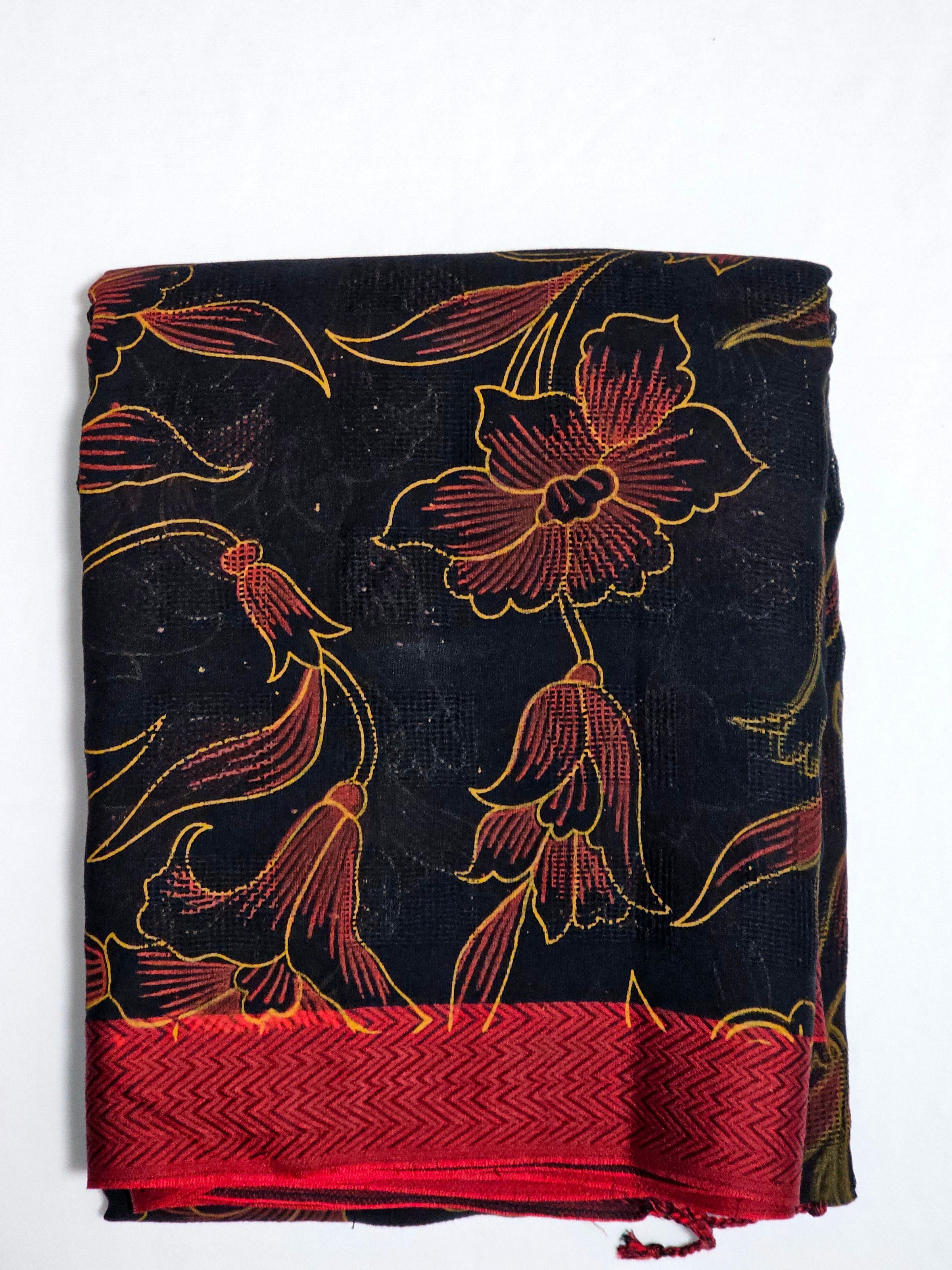 Black printed Handloom Khadi Saree with Jaali Pattern