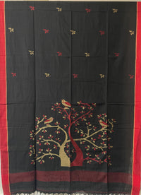 Black Handloom Jamdhani Khadi Saree