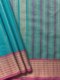 Blue Stripes Handloom Kanchi Cotton Saree