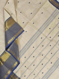 Blush Pink Handloom Venkatagiri Cotton Saree with Navy Blue Zari Border