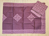 Brown Barmer Appliqué Cut Work Cotton 3 Piece Suit Material