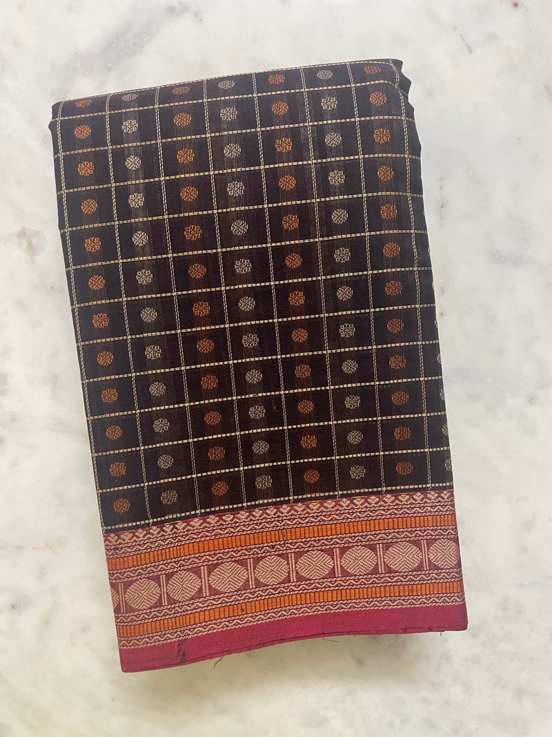 Brown Lakshadeepam Handloom Kanchi Cotton Saree