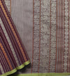 Burgundy Handloom Kanchi Cotton Saree with Stripes