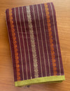 Burgundy Handloom Kanchi Cotton Saree with Stripes