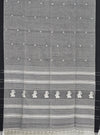 Charulekha – Grey Handloom Khadi Saree with White Baluchari Motifs